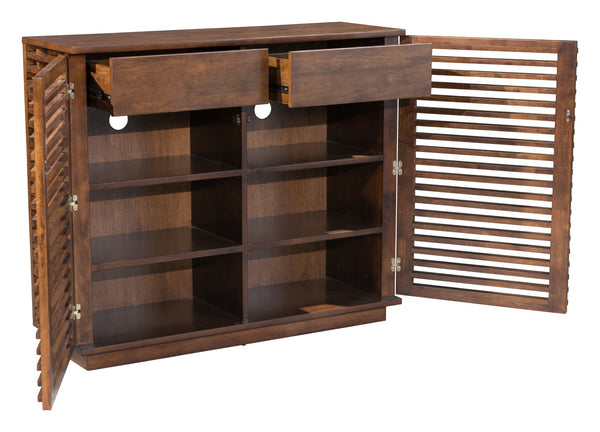 Zuo Modern Linea Acacia Wood Mid Century Commercial Grade Cabinet Walnut Acacia Wood