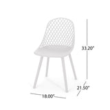 Noble House Lily Outdoor Modern Dining Chair (Set of 4), White