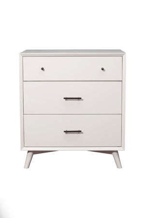 Alpine Furniture Flynn Mid Century Modern 3 Drawer Small Chest, White 966-W-04 White Mahogany Solids & Okoume Veneer 32 x 18 x 36