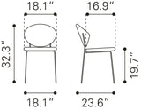 Zuo Modern Clyde 100% Polyester, Plywood, Steel Modern Commercial Grade Dining Chair Set - Set of 2 Multicolor, Black 100% Polyester, Plywood, Steel