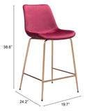 English Elm EE2713 100% Polyester, Plywood, Steel Modern Commercial Grade Counter Chair Red, Gold 100% Polyester, Plywood, Steel