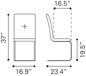 Zuo Modern Anjou 100% Polyurethane, Plywood, Steel Modern Commercial Grade Dining Chair Set - Set of 2 White, Chrome 100% Polyurethane, Plywood, Steel