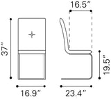 Zuo Modern Anjou 100% Polyurethane, Plywood, Steel Modern Commercial Grade Dining Chair Set - Set of 2 White, Chrome 100% Polyurethane, Plywood, Steel