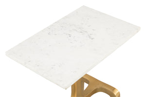 Zuo Modern Clement Marble, MDF, Aluminum Modern Commercial Grade Side Table White, Gold Marble, MDF, Aluminum