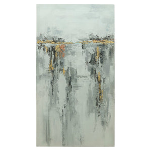 Sagebrook Home Contemporary 33x61 Abstract Hand Embelished Canvas Print, Gray 70119 Gray Mdf