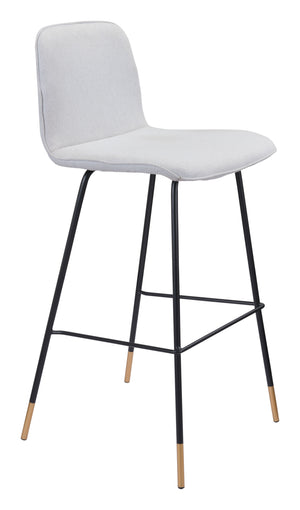 Zuo Modern Gironde 100% Polyester, Plywood, Steel Modern Commercial Grade Barstool Light Gray, Black, Gold 100% Polyester, Plywood, Steel