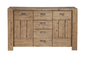 Alpine Furniture Seashore Sideboard, Antique Natural 8868-06 Sandblasted Antique Natural Acacia Solids and Acacia Veneer 58 x 18 x 35.5