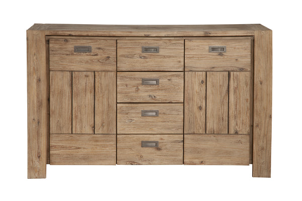 Alpine Furniture Seashore Sideboard, Antique Natural 8868-06 Sandblasted Antique Natural Acacia Solids and Acacia Veneer 58 x 18 x 35.5
