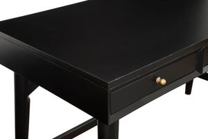 Alpine Furniture Flynn Large Desk, Black 966BLK-66 Black Mahogany Solids & Okoume Veneer 52 x 24 x 30.5