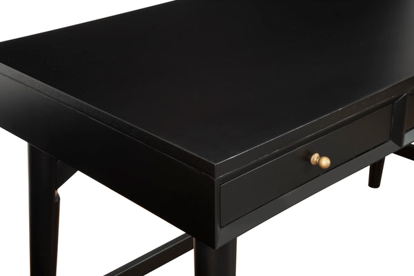 Alpine Furniture Flynn Large Desk, Black 966BLK-66 Black Mahogany Solids & Okoume Veneer 52 x 24 x 30.5