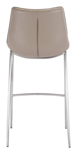 Zuo Modern Magnus 100% Polyurethane, Plywood, Stainless Steel Modern Commercial Grade Barstool Set - Set of 2 Gray, Silver 100% Polyurethane, Plywood, Stainless Steel