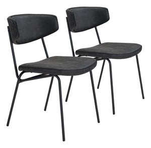 Zuo Modern Ellen 100% Polyurethane, Plywood, Steel Modern Commercial Grade Dining Chair Set - Set of 2 Vintage Black, Black 100% Polyurethane, Plywood, Steel