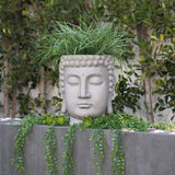 Sagebrook Home Global Gray Buddha Head Planter 13029-03 Gray Polyresin