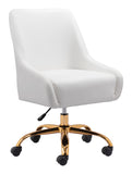 Zuo Modern Madelaine 100% Polyurethane, Plywood, Steel Modern Commercial Grade Office Chair White, Gold 100% Polyurethane, Plywood, Steel