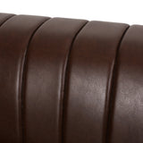 Drury Contemporary Channel Stitch 3 Seater Sofa with Nailhead Trim, Dark Brown Noble House