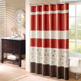 Serene Transitional Faux Silk Lined Shower Curtain W/Embroidery
