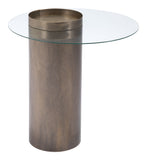 Emi Tempered Glass, Steel Mid Century Commercial Grade End Table