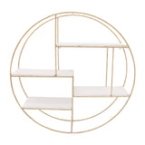 Sagebrook Home Contemporary Metal/wood, 32" 4-layered Round Shelf, White/gold 16584-03 White/gold Iron