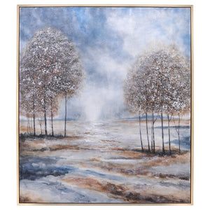 Sagebrook Home Contemporary 52x62 Handpainted Oil Canvas Forest, Multi 70139 Multi Polyester Canvas