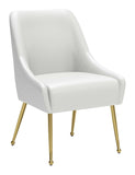 Zuo Modern Madelaine 100% Polyurethane, Plywood, Steel Modern Commercial Grade Dining Chair White, Gold 100% Polyurethane, Plywood, Steel