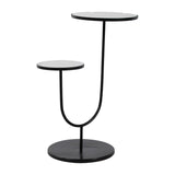 Sagebrook Home Contemporary Metal, 19"dx25"h 2-tiered Side Table W/ Mirror Top 17629 Black Iron