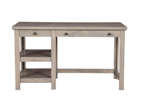 Ashville Desk in Smokey Grey - Spacious Workspace with Two Drawers & Open Shelves for Home Office