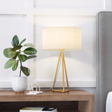 Zuo Modern Sascha Steel, Poly Cotton Modern Commercial Grade Table Lamp White, Brass Steel, Poly Cotton