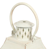Hooven Coastal Handcrafted Mango Wood Decorative Lantern, Distressed White Noble House