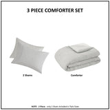 Beautyrest Apollo Casual 3 Piece Striped Seersucker Oversized Comforter Set Gray King/Cal BR10-3845