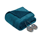 Heated Microlight to Berber Casual 100% Polyester Solid Microlight to Berber Heated Blanket in Teal