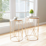 Zuo Modern Set Tempered Glass, Steel Modern Commercial Grade Side Table Set Gold, Clear Tempered Glass, Steel