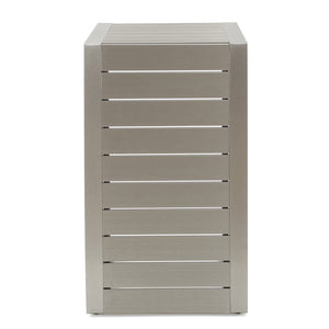 Cape Coral Modern Aluminum C-Shaped End Table, Silver Noble House