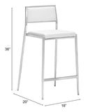 English Elm EE2953 100% Polyurethane, Plywood, Stainless Steel Modern Commercial Grade Counter Chair Set - Set of 2 White, Silver 100% Polyurethane, Plywood, Stainless Steel