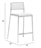 Zuo Modern Dolemite 100% Polyurethane, Plywood, Stainless Steel Modern Commercial Grade Counter Stool Set - Set of 2 White, Silver 100% Polyurethane, Plywood, Stainless Steel