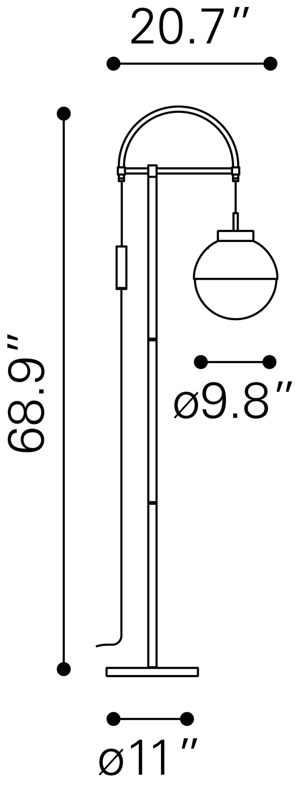 Zuo Modern Waterloo Steel, Glass Modern Commercial Grade Floor Lamp Bronze, White Steel, Glass