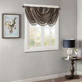 Madison Park Elena Traditional 100% Polyester Faux Silk Solid Waterfall Embellished Valance MP41-4958