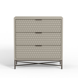 Milo 3-Drawer Chest in Taupe - Stylish Storage Solution with Textured Fronts & Pewter Accents