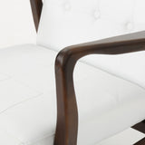 Marcola Mid Century Modern Faux Leather Club Chair with Wood Frame, White and Dark Espresso Noble House