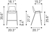 Zuo Modern Desi 100% Polyurethane, Plywood, Steel Modern Commercial Grade Counter Stool Set - Set of 2 Gray, Walnut 100% Polyurethane, Plywood, Steel