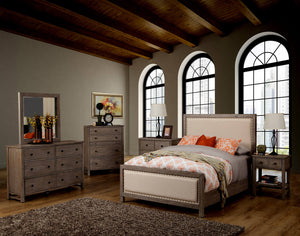Classic Mirror: Antique-Style Beveled Glass with Weathered Gray Finish, Perfect for Any Bedroom Décor