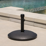 Tulare Outdoor 33 lbs Circular Concrete Umbrella Base, Black Noble House