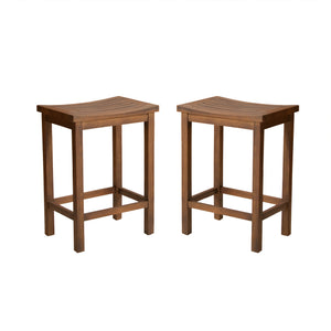 Amantani Outdoor Mahogany Brown Finish Acacia Wood Counter Stool Noble House