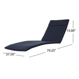 Salem Outdoor Chaise Lounge Cushion, Navy Blue Noble House