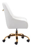 Zuo Modern Madelaine 100% Polyurethane, Plywood, Steel Modern Commercial Grade Office Chair White, Gold 100% Polyurethane, Plywood, Steel