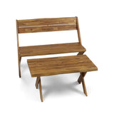 Eaglewood Outdoor Acacia Wood Loveseat and Coffee Table Set