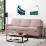 Dupont Contemporary 3 Seater Fabric Sofa, Light Blush and Espresso Noble House