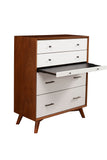 Alpine Furniture Flynn Mid Century Modern 4 Drawer Two Tone Multifunction Chest w/Pull Out Tray, Acorn/White 999-05 Acorn & White Mahogany Solids & Okoume Veneer 38 x 18 x 43