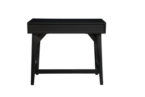 Larsen Mini Desk in Black & Natural - Stylish Mahogany, Textured Drawers, Gold Hardware, 2 Drawers