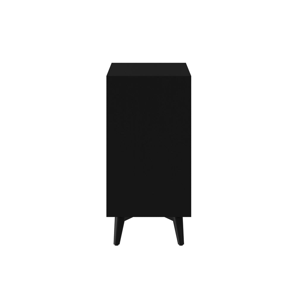 Alpine Furniture Flynn Mid Century Modern 3 Drawer Small Chest, Black 966BLK-04 Black Mahogany Solids & Okoume Veneer 32 x 18 x 36