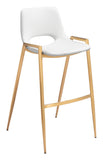 Zuo Modern Desi 100% Polyurethane, Plywood, Steel Modern Commercial Grade Barstool Set - Set of 2 White, Gold 100% Polyurethane, Plywood, Steel